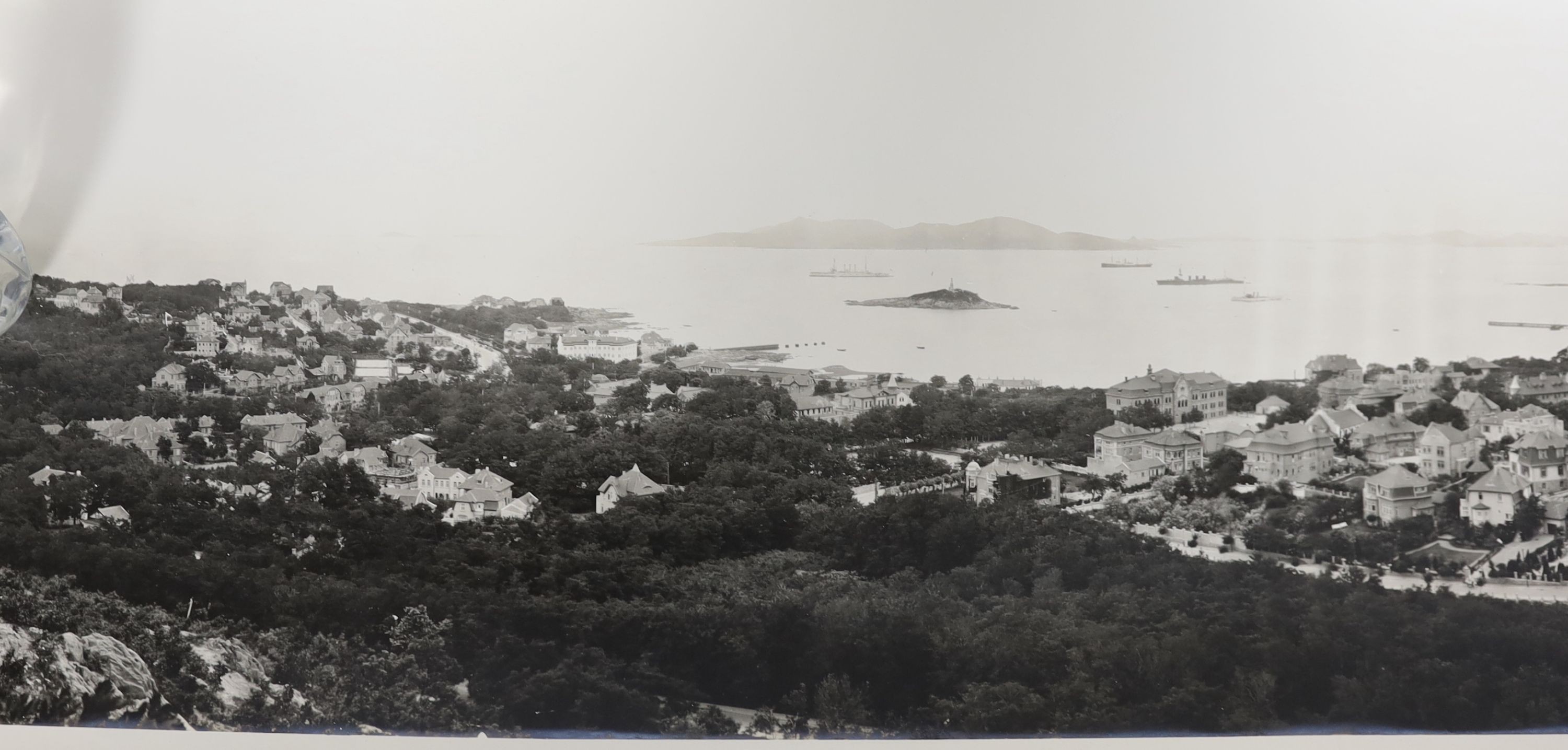 An early 20th century Chinese panoramic photograph of Qingdao Paper 149 x 25cm